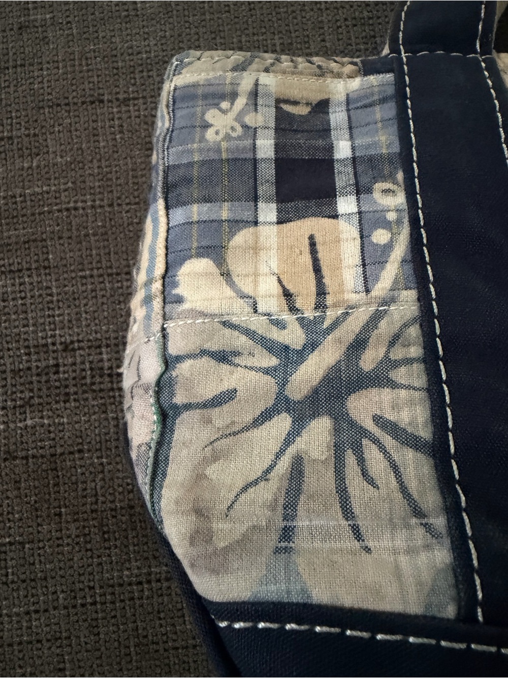 L.L. Bean Vintage Boat & Tote Mini Madras Rare Plaid Blue Hawaiian Floral Canvas - Picture 4 of 11